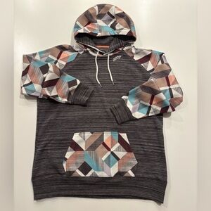 Hooey Women's Hoodie Sweatshirt Multicolor Geometric Pattern, Size XL